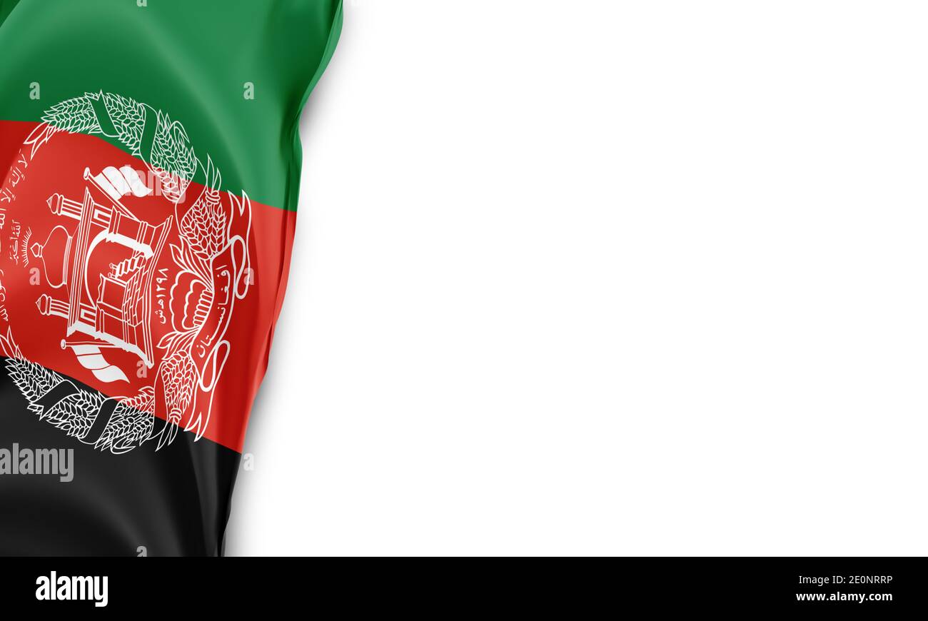 Afghanistan Nationalflagge auf weißem Hintergrund Stockfoto