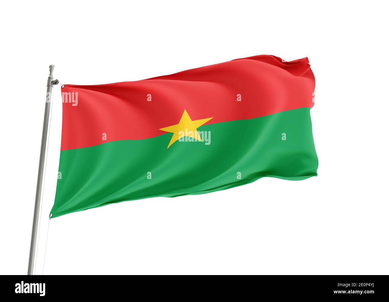 Burkina Faso Nationalflagge auf weißem Hintergrund Stockfoto