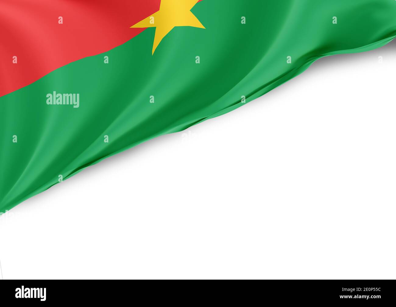 Burkina Faso Nationalflagge auf weißem Hintergrund Stockfoto