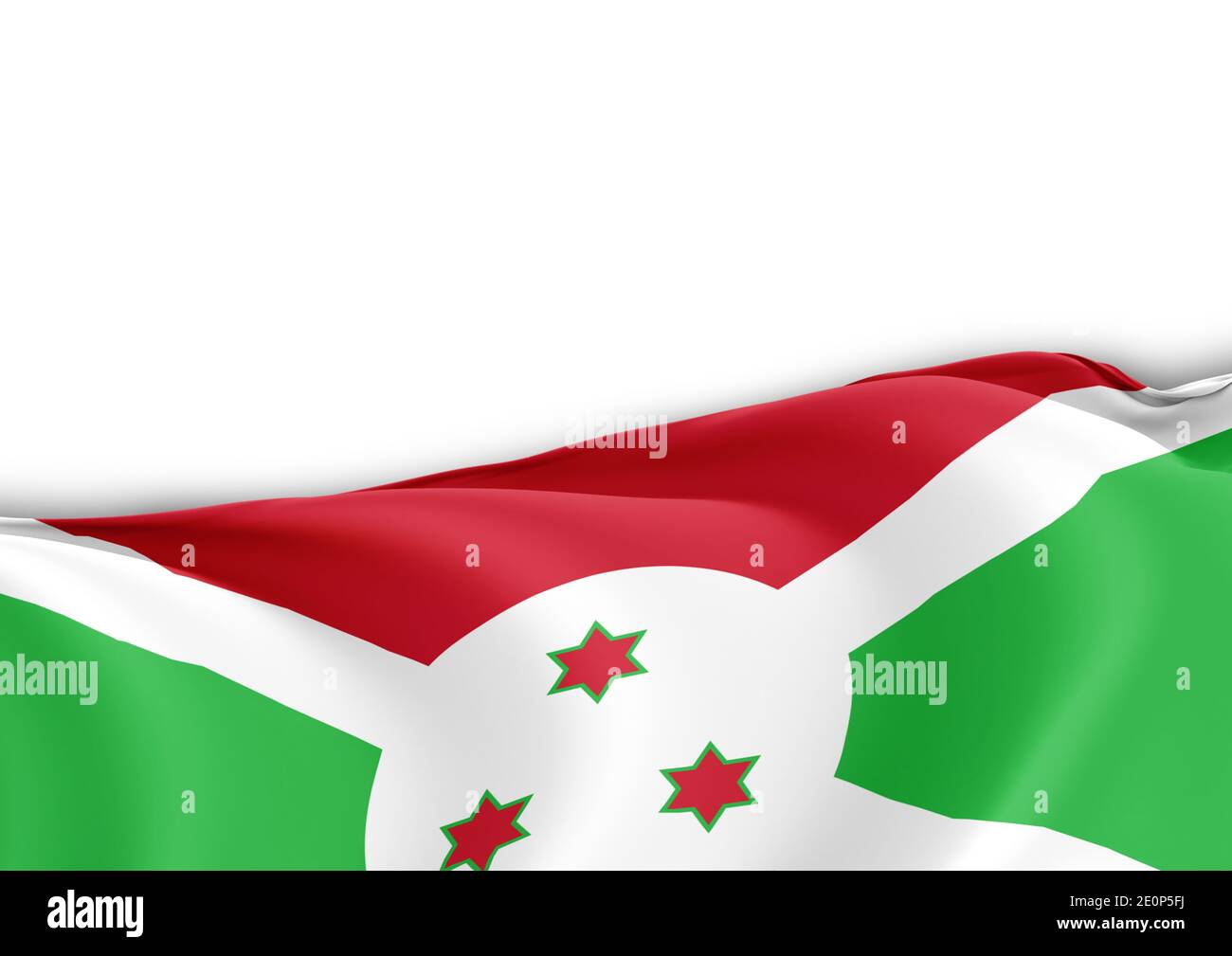 Burundi Nationalflagge auf weißem Hintergrund Stockfoto