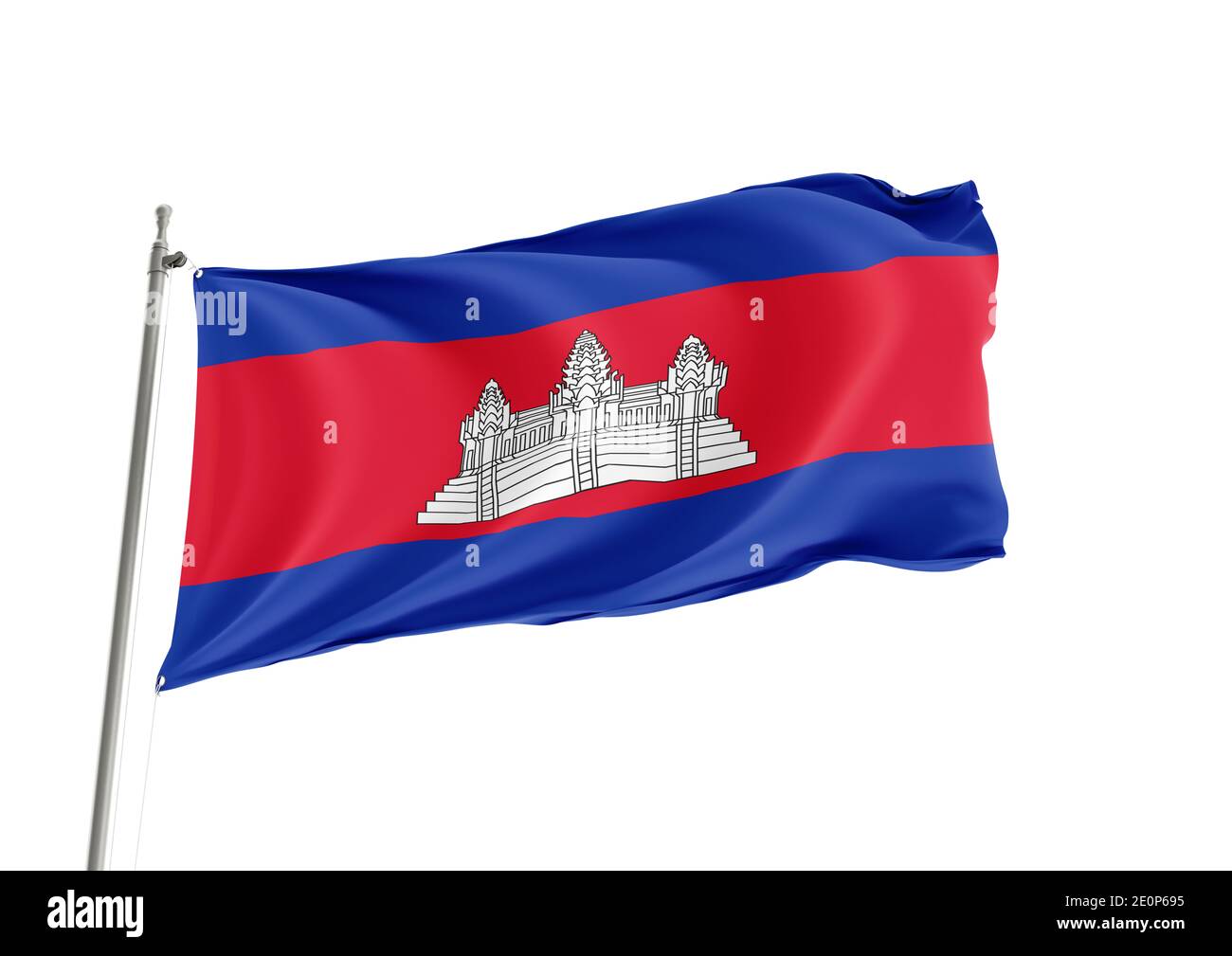Kambodscha Nationalflagge auf weißem Hintergrund Stockfoto