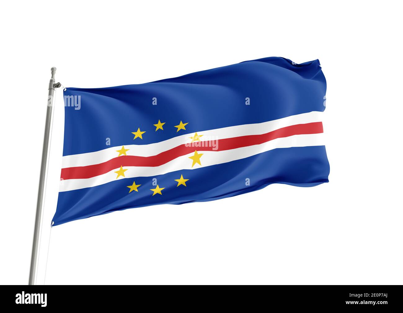 Kap Verde Nationalflagge auf weißem Hintergrund Stockfoto