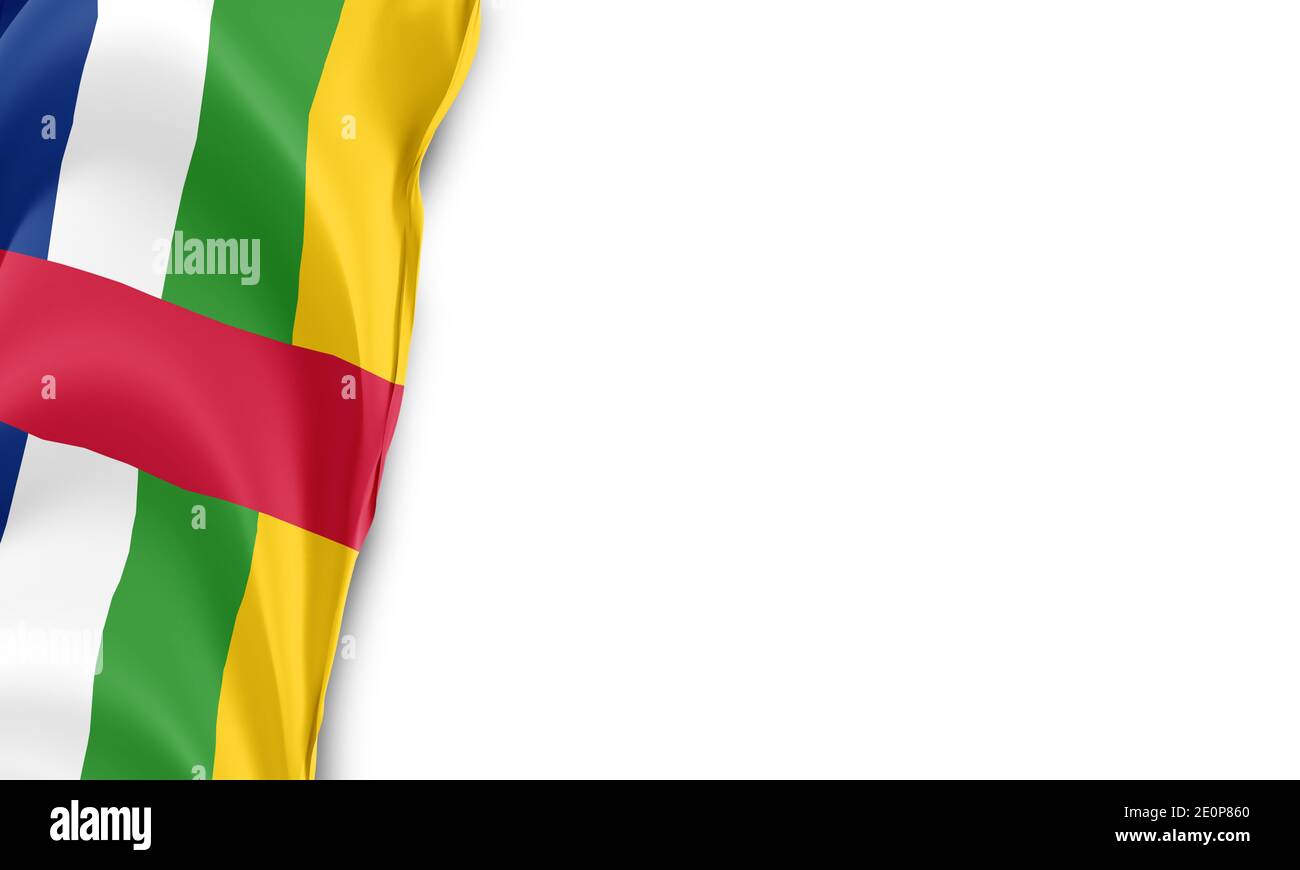 Central African Republic. Nationalflagge auf weißem Hintergrund Stockfoto