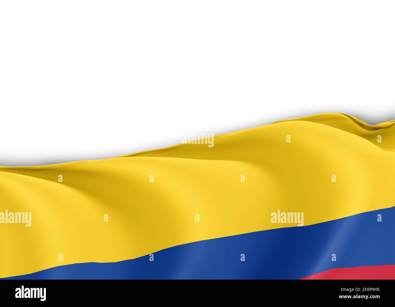 Kolumbien Nationalflagge auf weißem Hintergrund Stockfoto