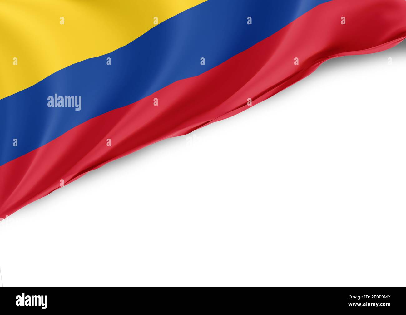 Kolumbien Nationalflagge auf weißem Hintergrund Stockfoto