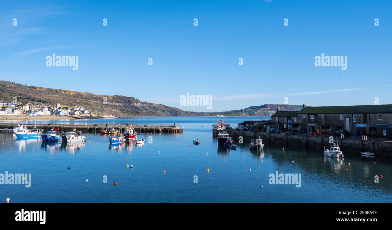 Lyme Regis, Dorset, Großbritannien. Januar 2021. UK Wetter: Ein knackiger, heller und sonniger Wintertag im Badeort Lyme Regis. Kredit: Celia McMahon/Alamy Live Nachrichten Stockfoto