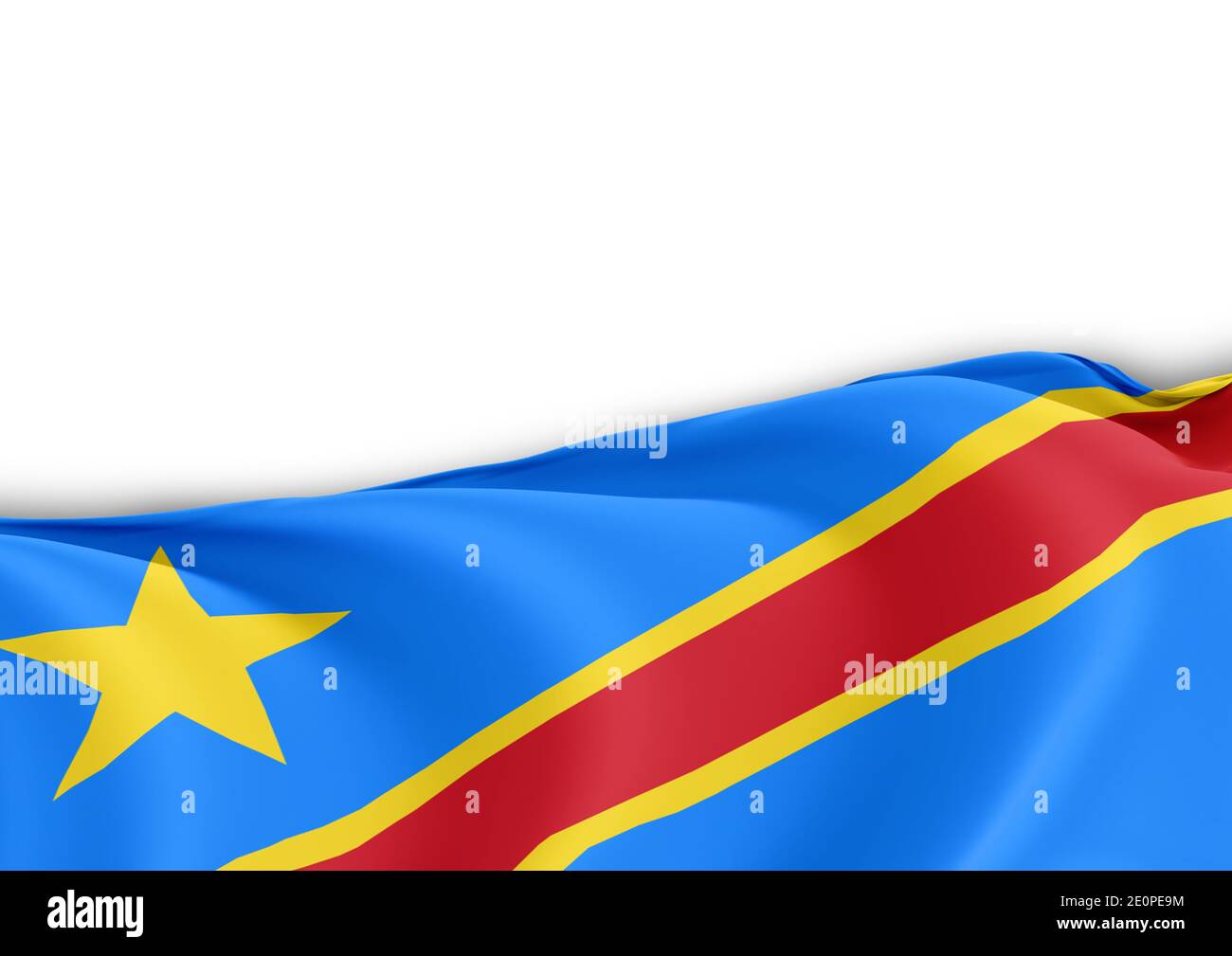 Demokratische Republik des Kongo Nationalflagge auf weißem Hintergrund Stockfoto