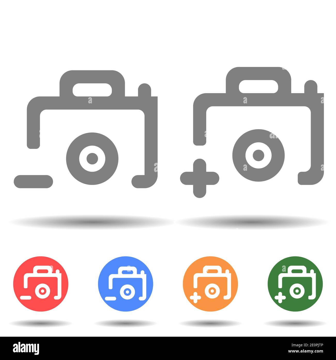 Kamerasymbol mit Symbol-Vektor-Logo zum Hinzufügen und Entfernen von Zeichen Auf Hintergrund isoliert Stock Vektor