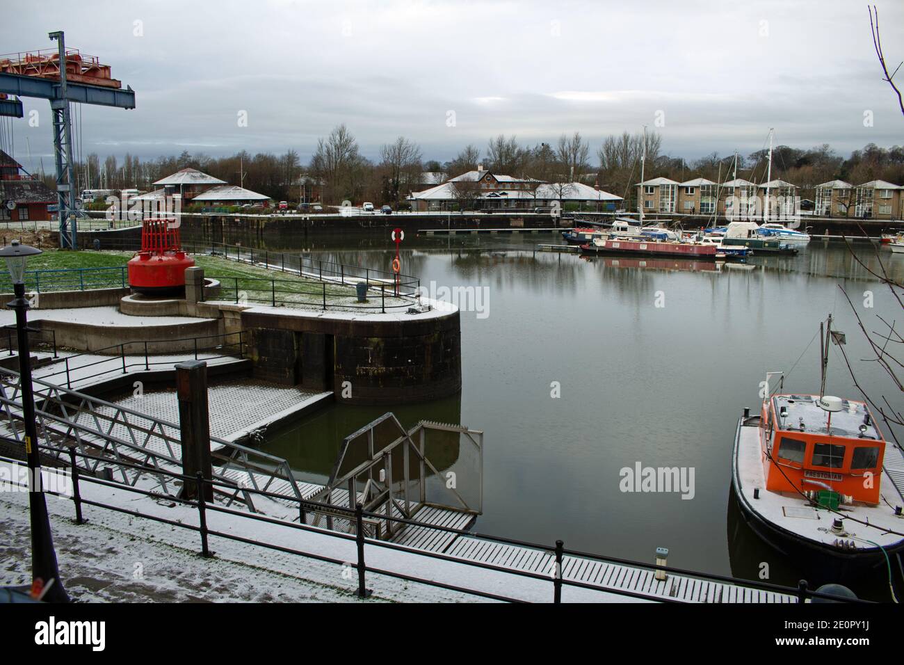 Preston Dock Winter View 2021 Stockfoto