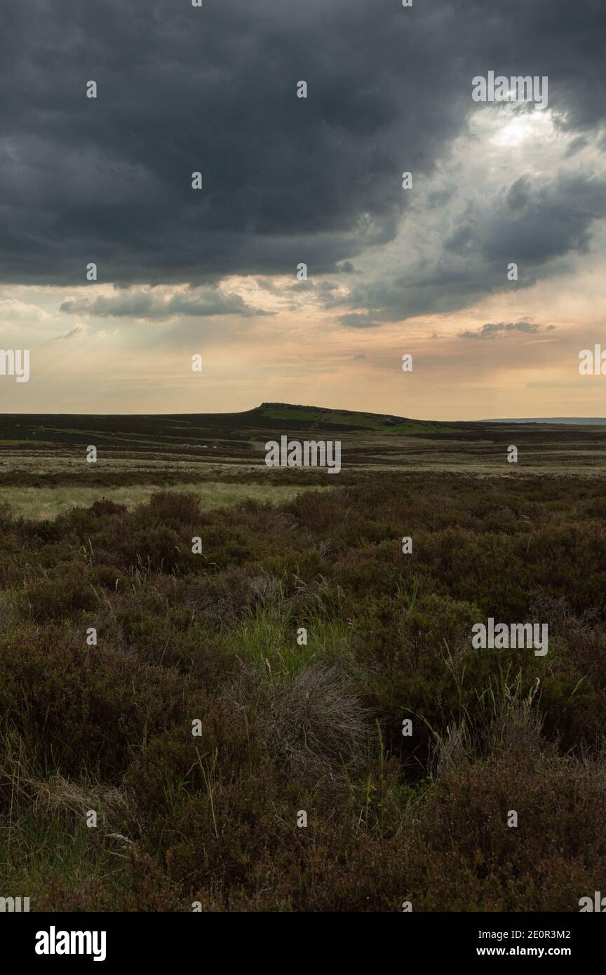 Ein Blick auf das Higger Tor am Hathersage Moor im East Peak District, Derbyshire Stockfoto