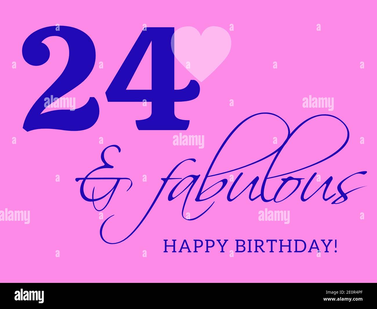 24. Happy Birthday Karte Illustration im Retro-Stil. Stockfoto
