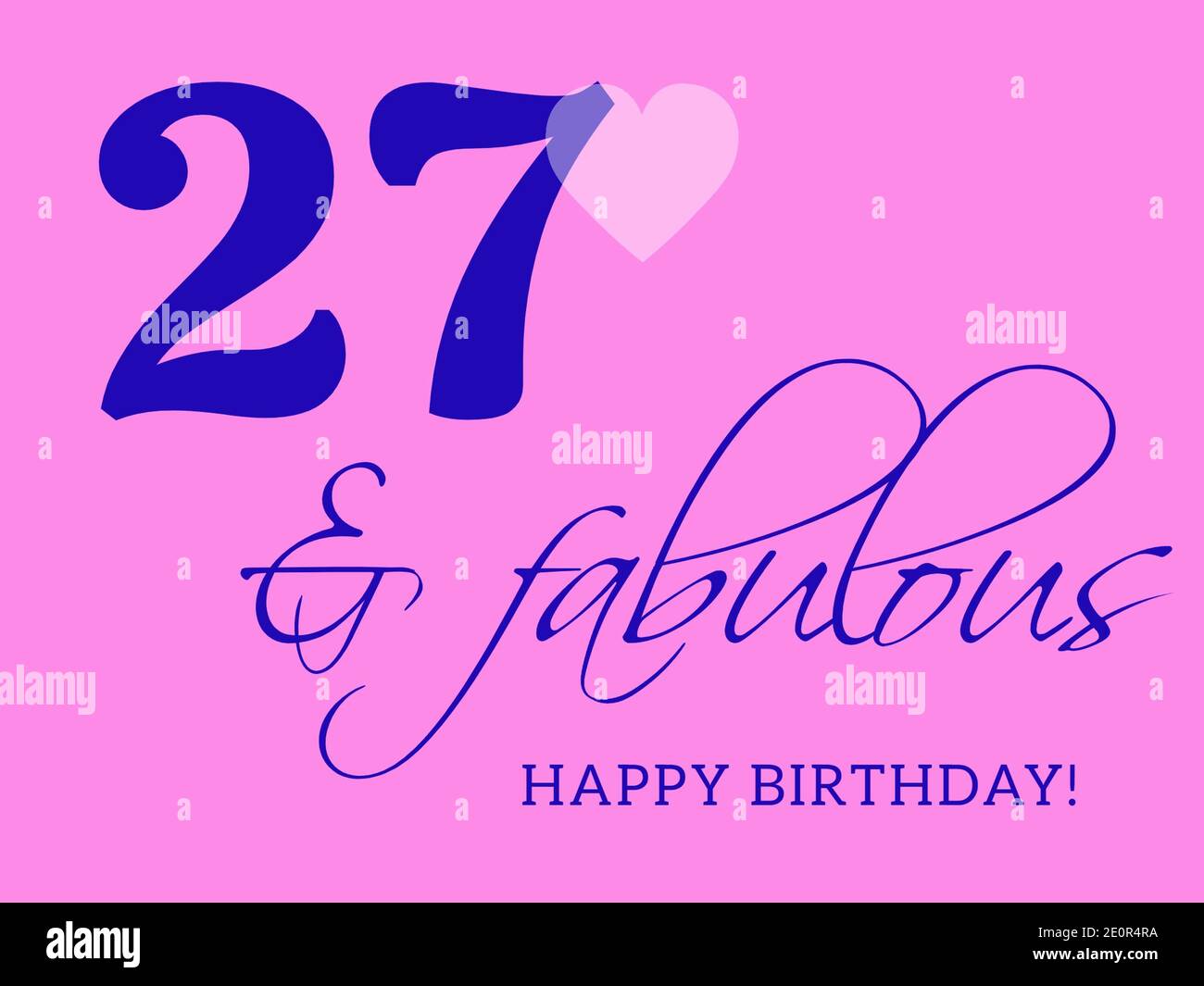 27. Happy Birthday Karte Illustration im Retro-Stil. Stockfoto