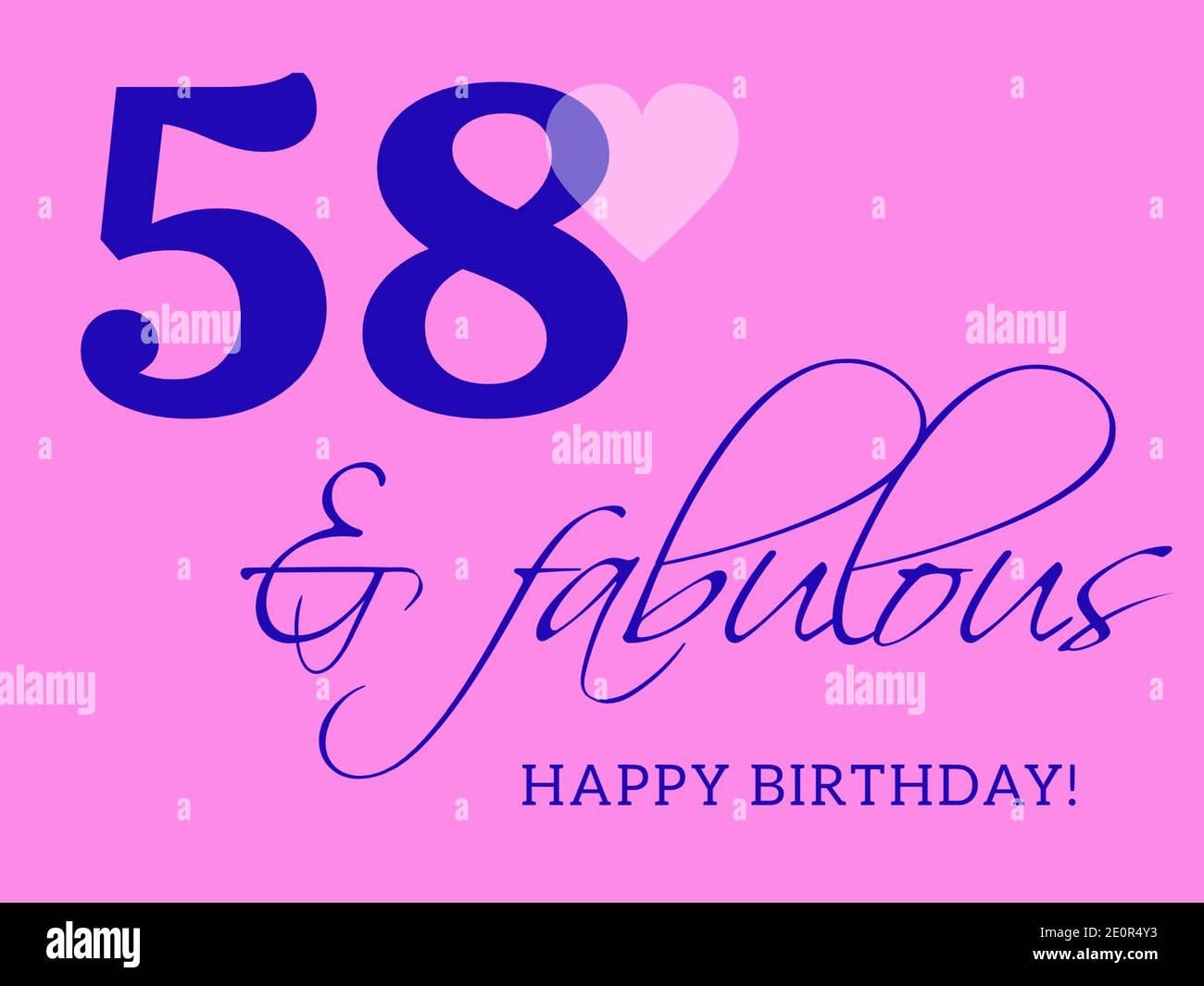 58. Happy Birthday Karte Illustration im Retro-Stil. Stockfoto