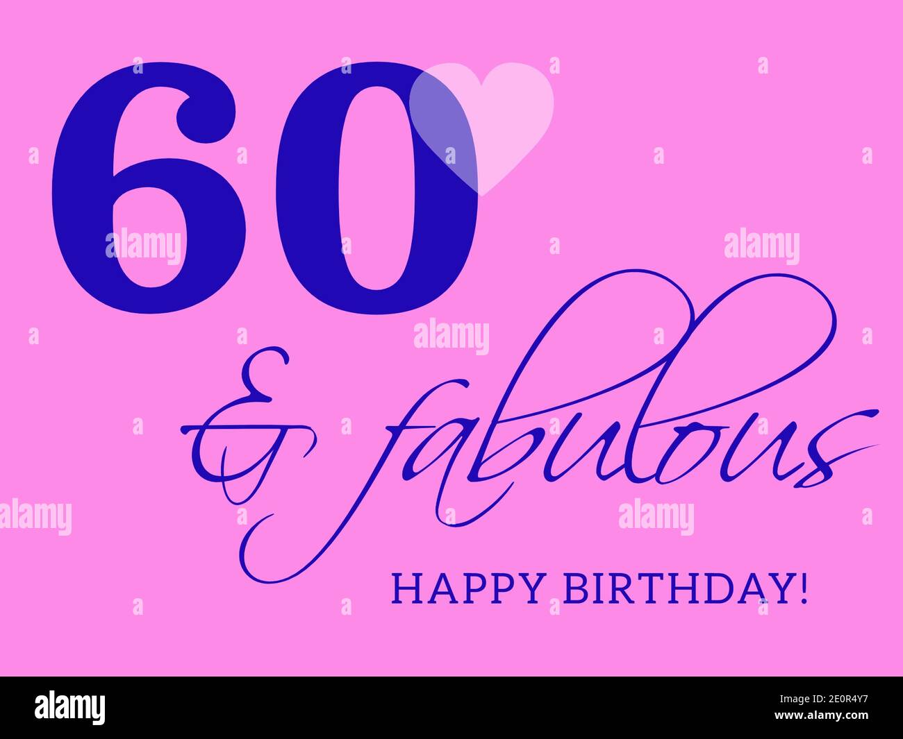 60th Happy Birthday Karte Illustration im Retro-Stil. Stockfoto
