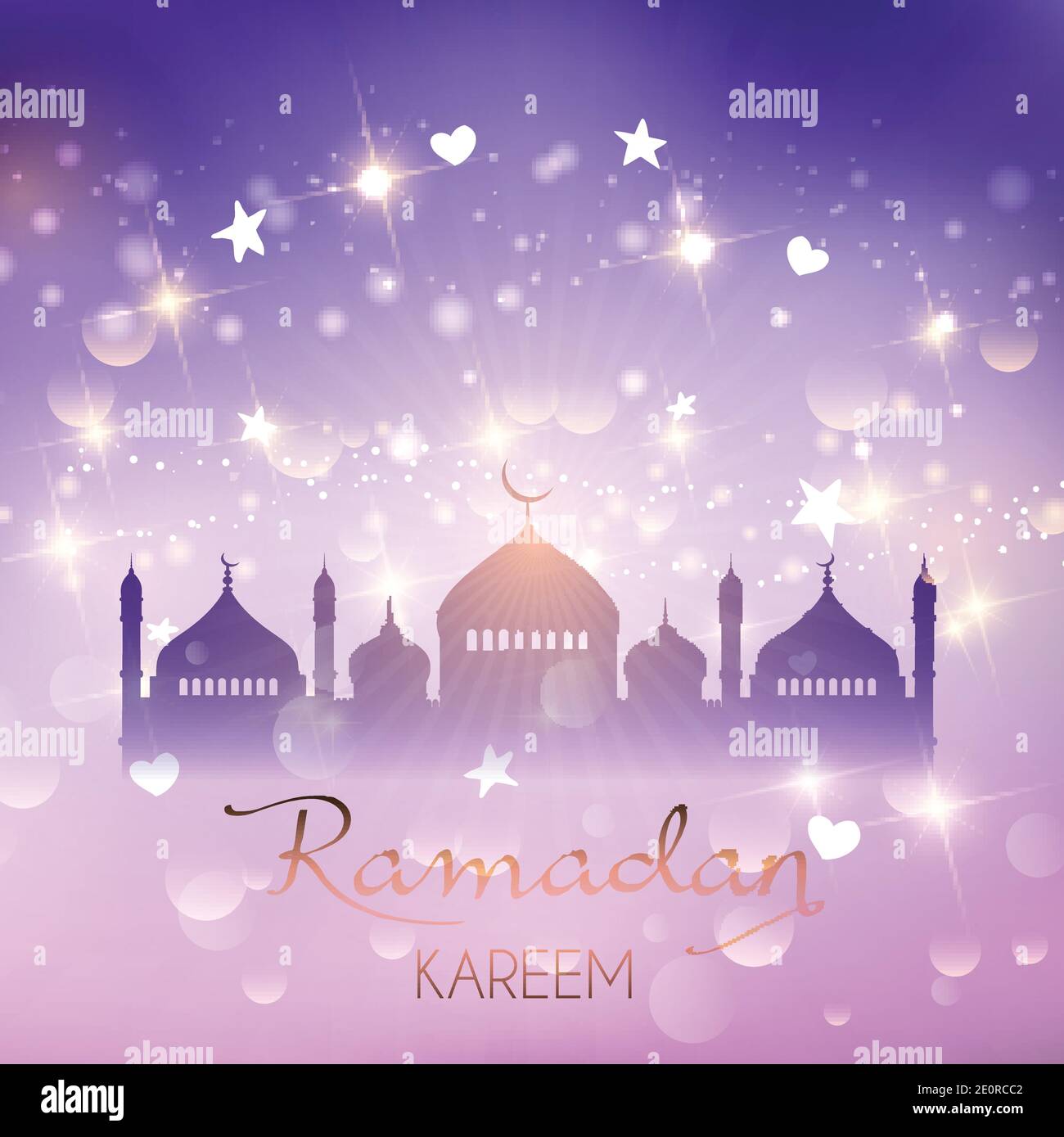 Dekorative Ramadan Hintergrund mit Sternen und Bokeh leuchtet Stock Vektor