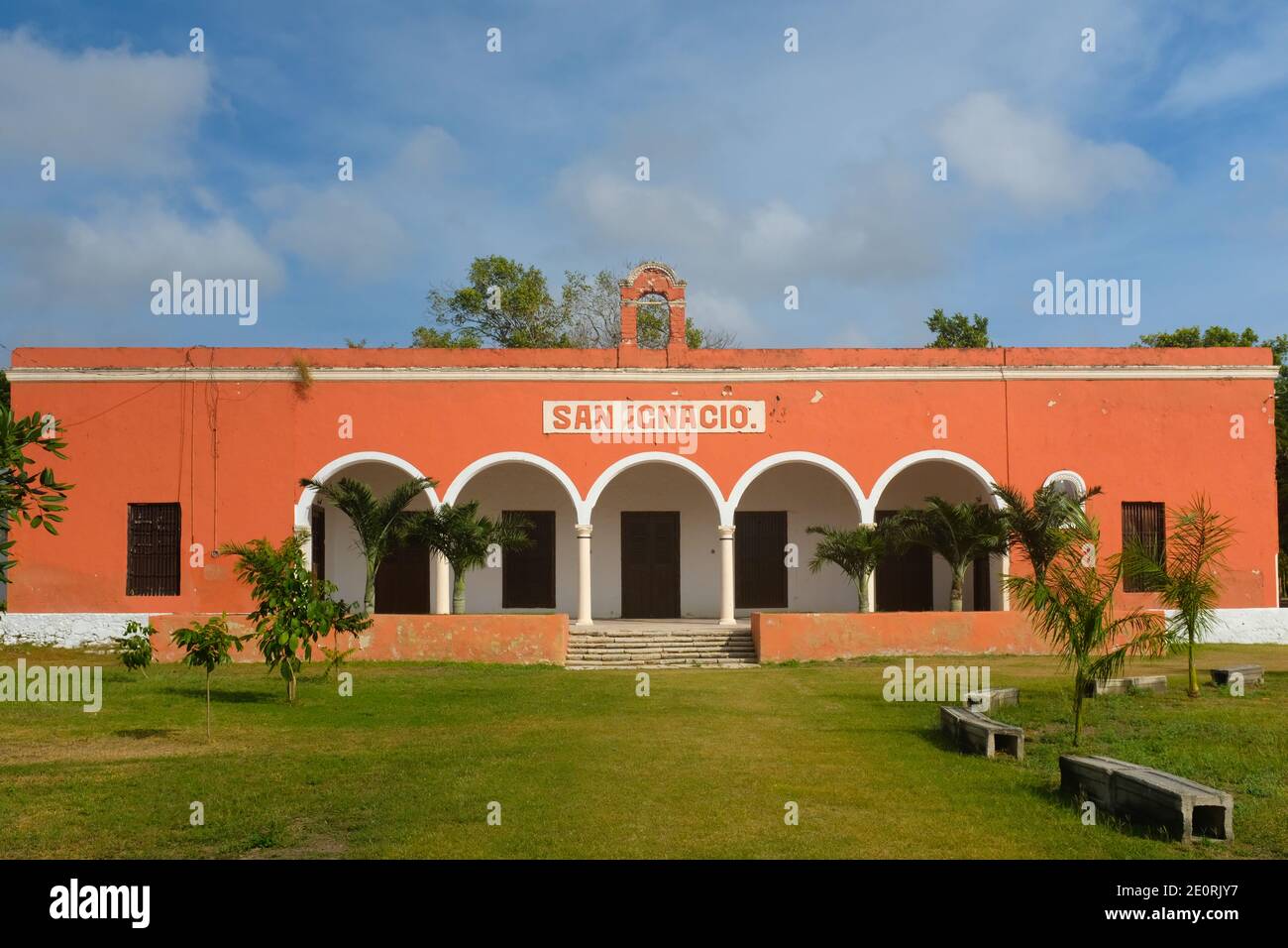 Altes Kloster von San Ignacio, Yucatan, mexiko Stockfoto