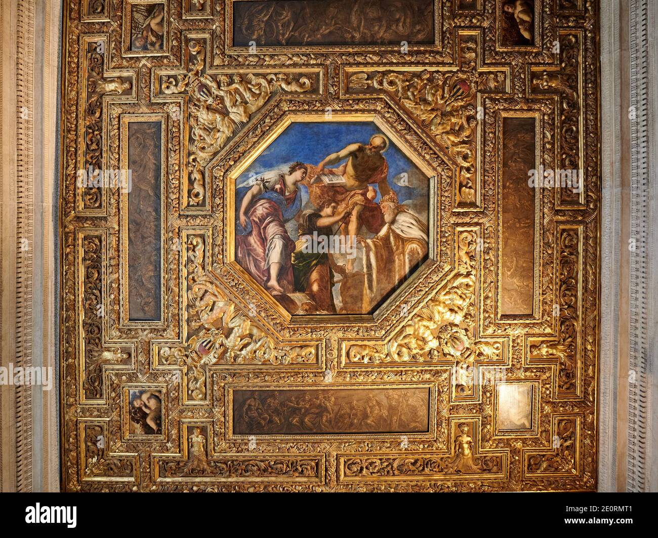 Welcher Maler Hat Im Palazzo Ducale Dogenpalast Das Deckenfries Gemalt Deckenmalerei in Atrio Quadrato, Dogenpalast, Palazzo Ducale, Venedig