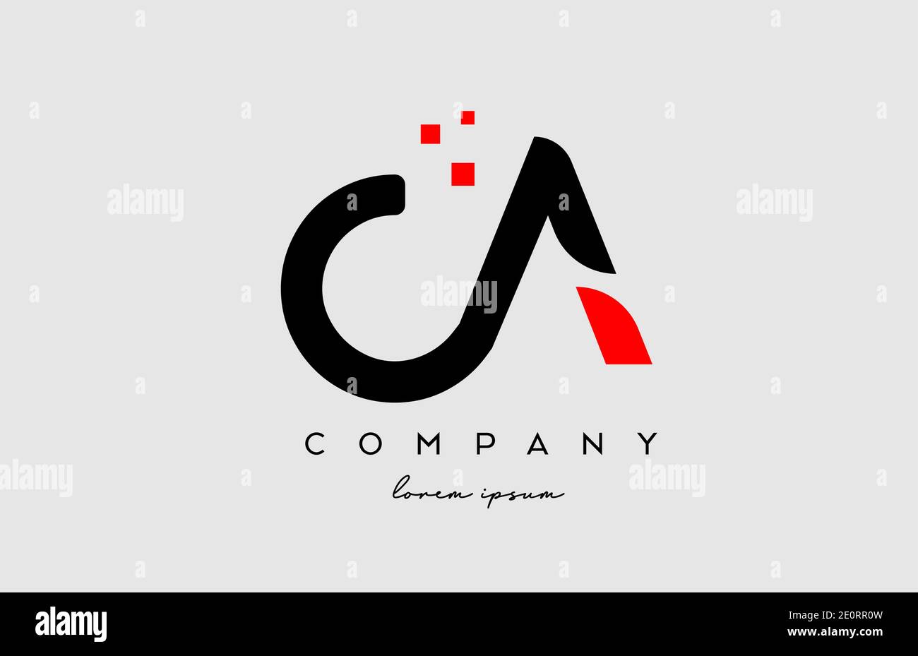 Schwarz rot CA C A Alphabet Buchstaben Logo Symbol Kombination. Design für Unternehmen und Unternehmen Stock Vektor