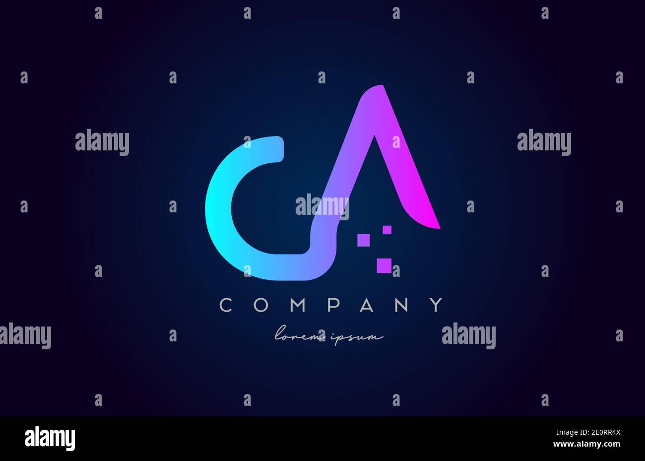 CA C EINE Buchstabenkombination für das Logo. Kreatives Design für Unternehmen und Unternehmen in rosa blauen Farben Stock Vektor