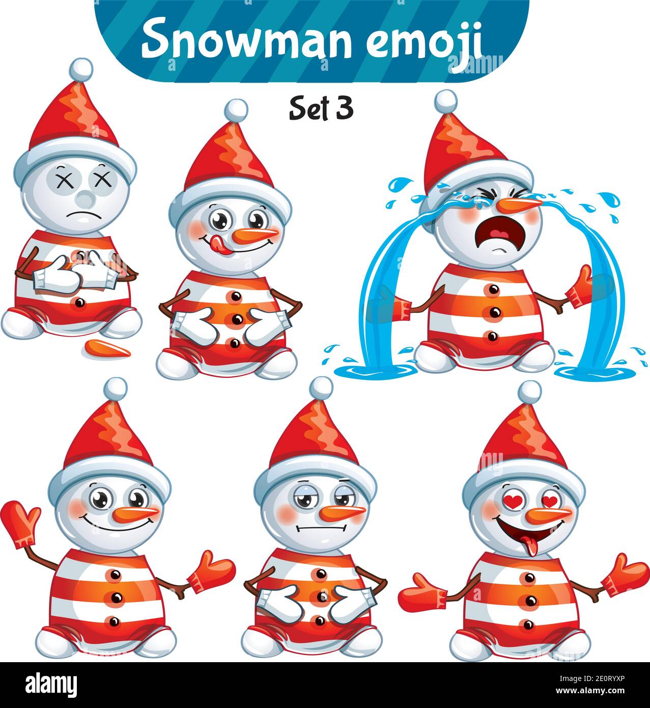 Vektor-Set von niedlichen Schneemann-Charaktere. Satz 3 Stock Vektor