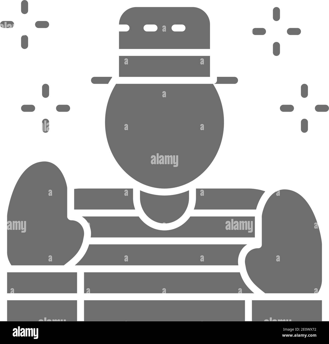 MIME, Clown, graues Symbol für Schauspieler. Isoliert auf weißem Hintergrund Stock Vektor