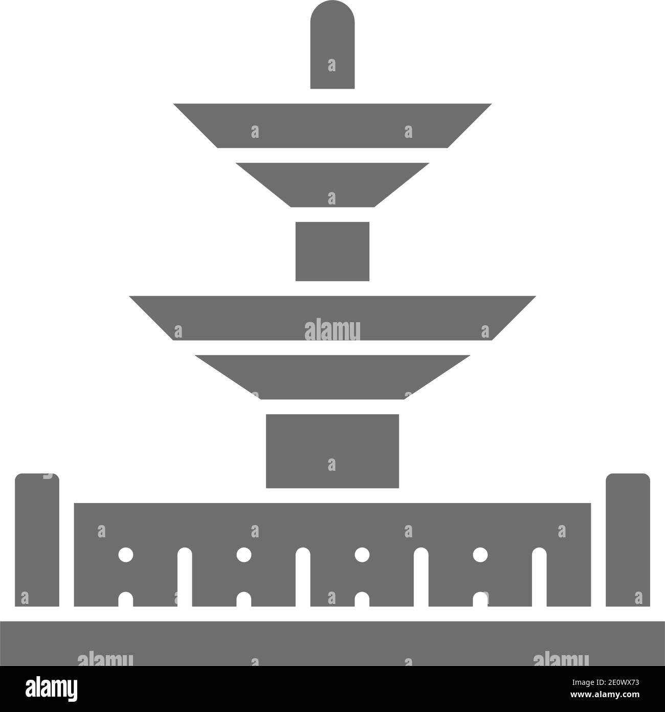 Brunnen auf dem Place de la Concorde, Wahrzeichen von Paris, Frankreich graue Ikone. Stock Vektor