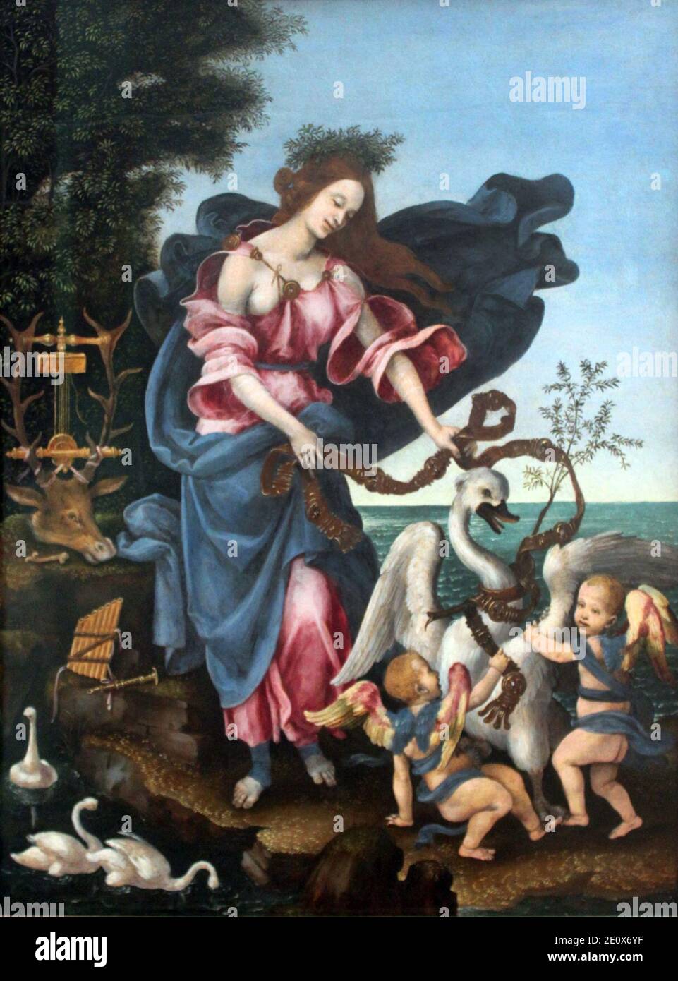 1500 Lippi Allegorie der Musik (Die Muse Erato) anagoria. Stockfoto