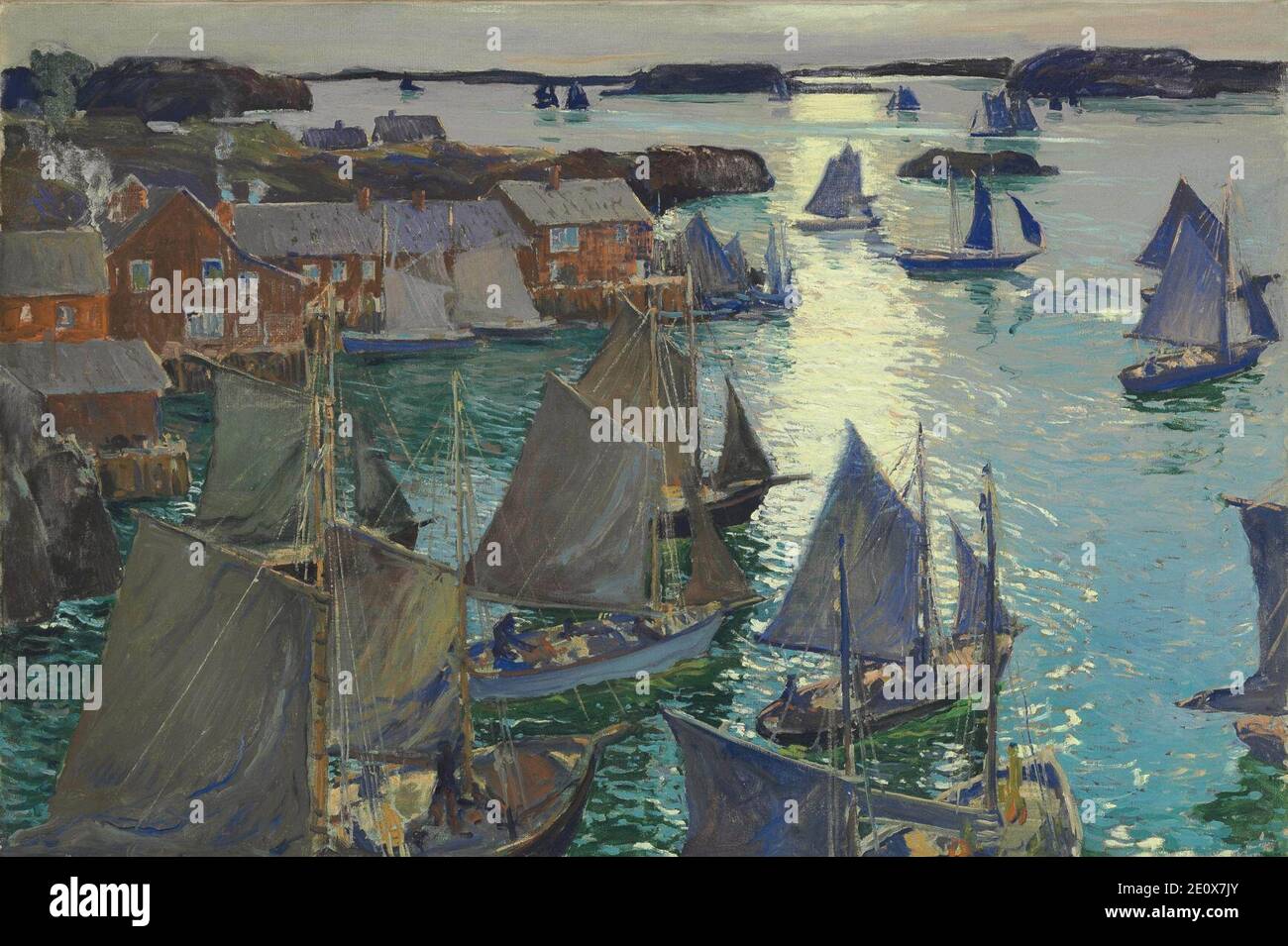 Jonas Lie - Anchored Boats (1919). Stockfoto