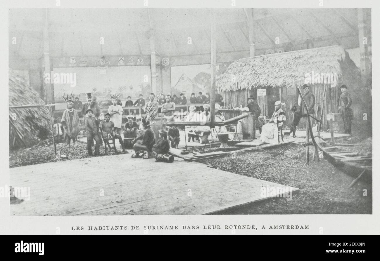 Die Habitants de Suriname. Anmerkungen recueillies à l'Exposition Coloniale d'Amsterdam en 1883. Stockfoto