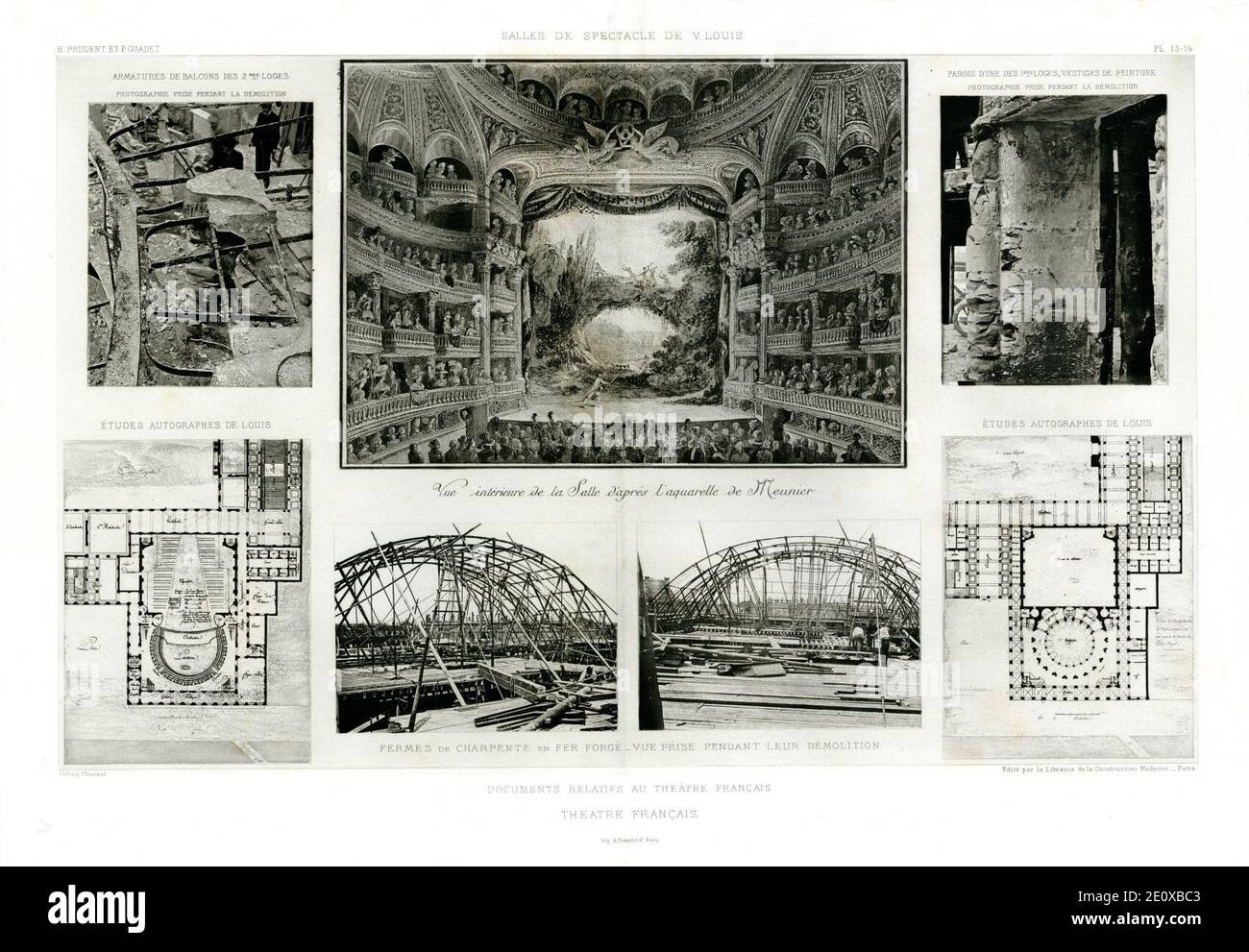 Les Salles de spectacle construites par Victor Louis 1903 pl13–14 Théâtre Français, Dokumente relatifs. Stockfoto