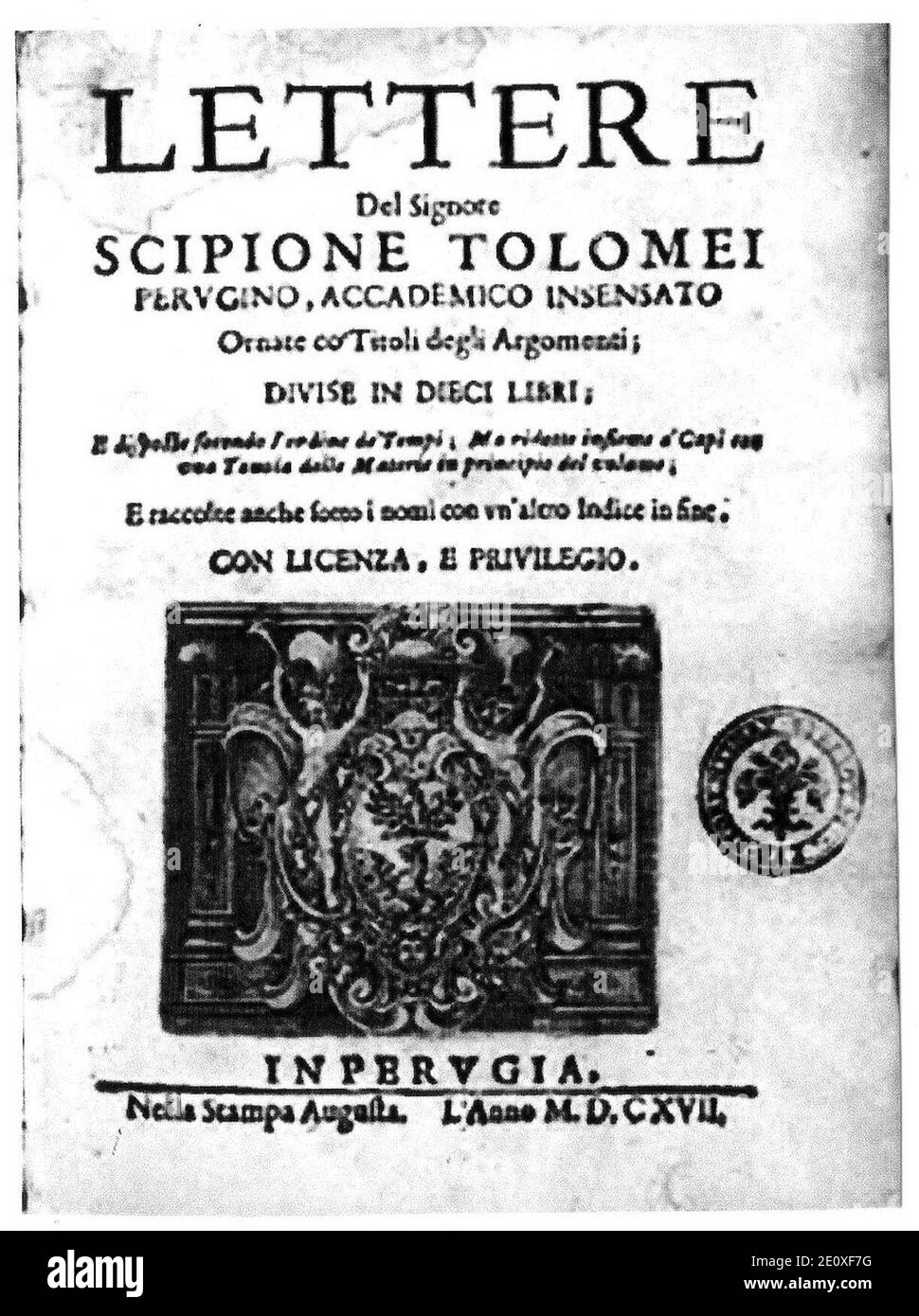Lettere - Scipione Tolomei - Buchcover. Stockfoto