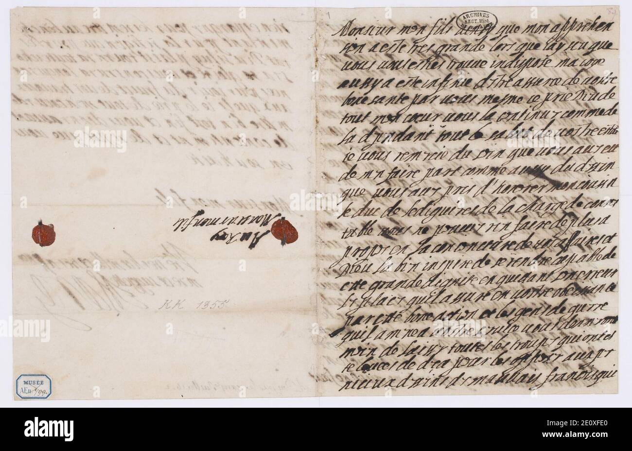 Lettre autographe de Marie de Médicis adressée à Louis XIII 1 – 2 Stockfoto