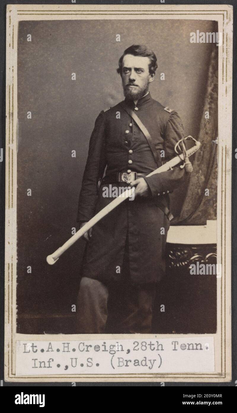 Lieut. A. H. Creigh, 28. Penn'a. Vols. - Brady's National Photographic Galleries, No. 352 Pennsylvania Av., Washington, D.C. & Broadway & Tenth Street, New York. Stockfoto