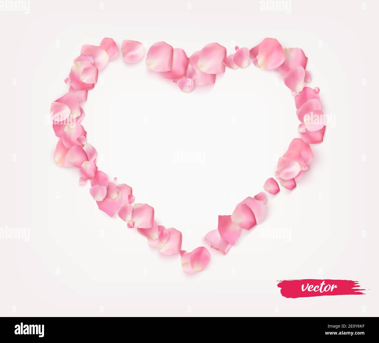 3D realistische isoliert Rosenblütenherz für valentinstag. Stock Vektor