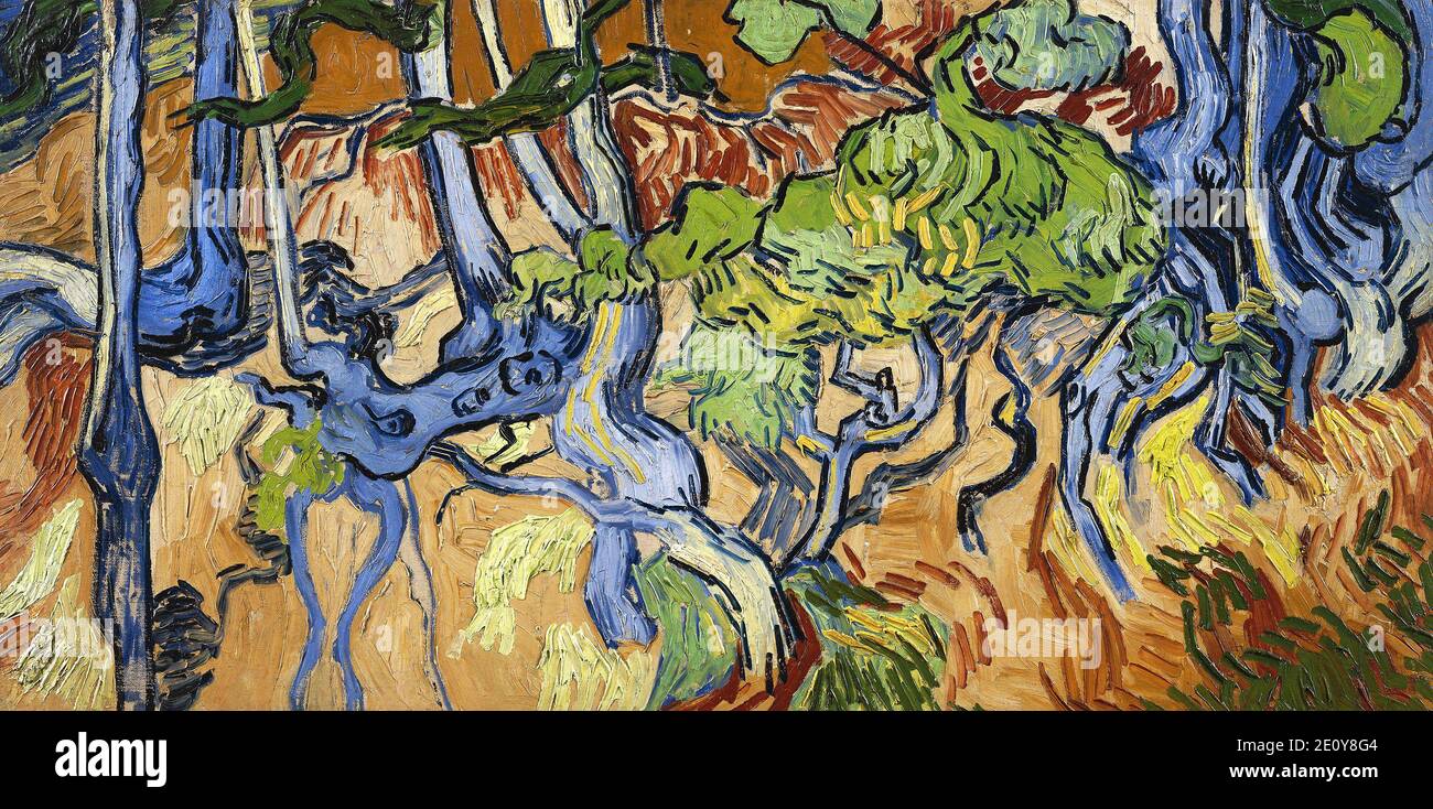 Die Baumwurzeln von Vincent Van Gogh 1890. Van Gogh Museum in Amsterdam, Niederlande Stockfoto