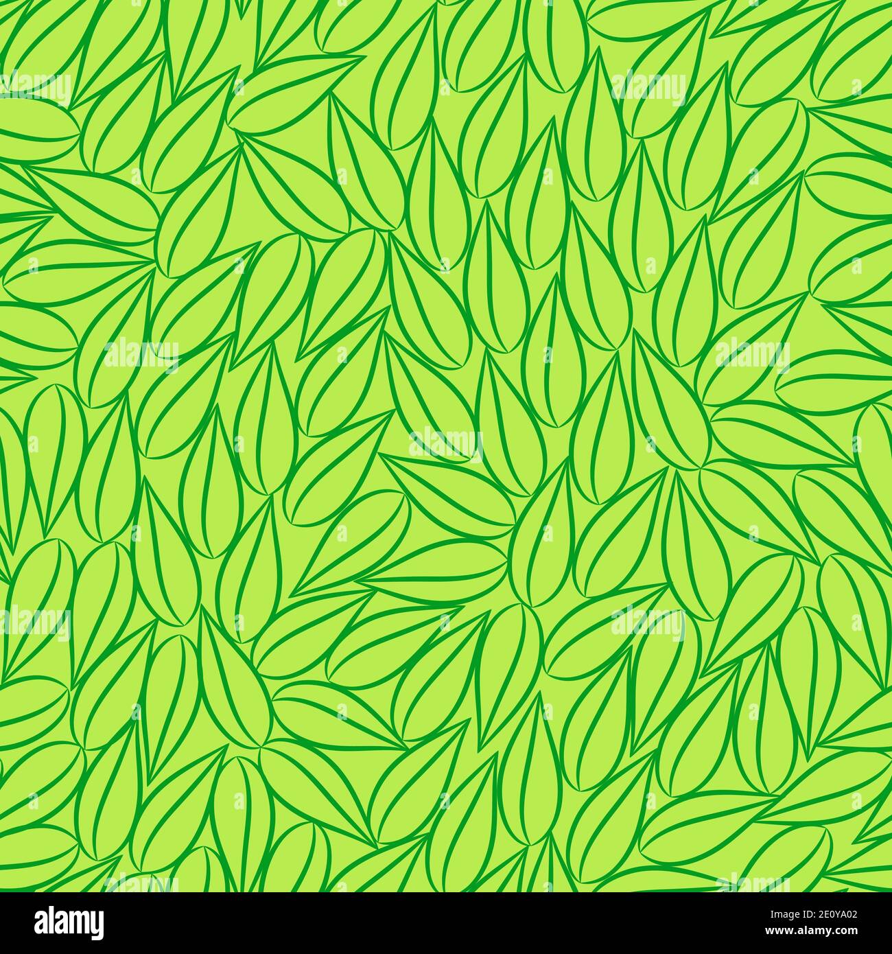 Seamless Vector Hintergrund Muster von grünen Blättern in einer zufälligen Anordnung quadratischen Format geeignet für Geschenkpapier, Tapete, Textil. Stock Vektor