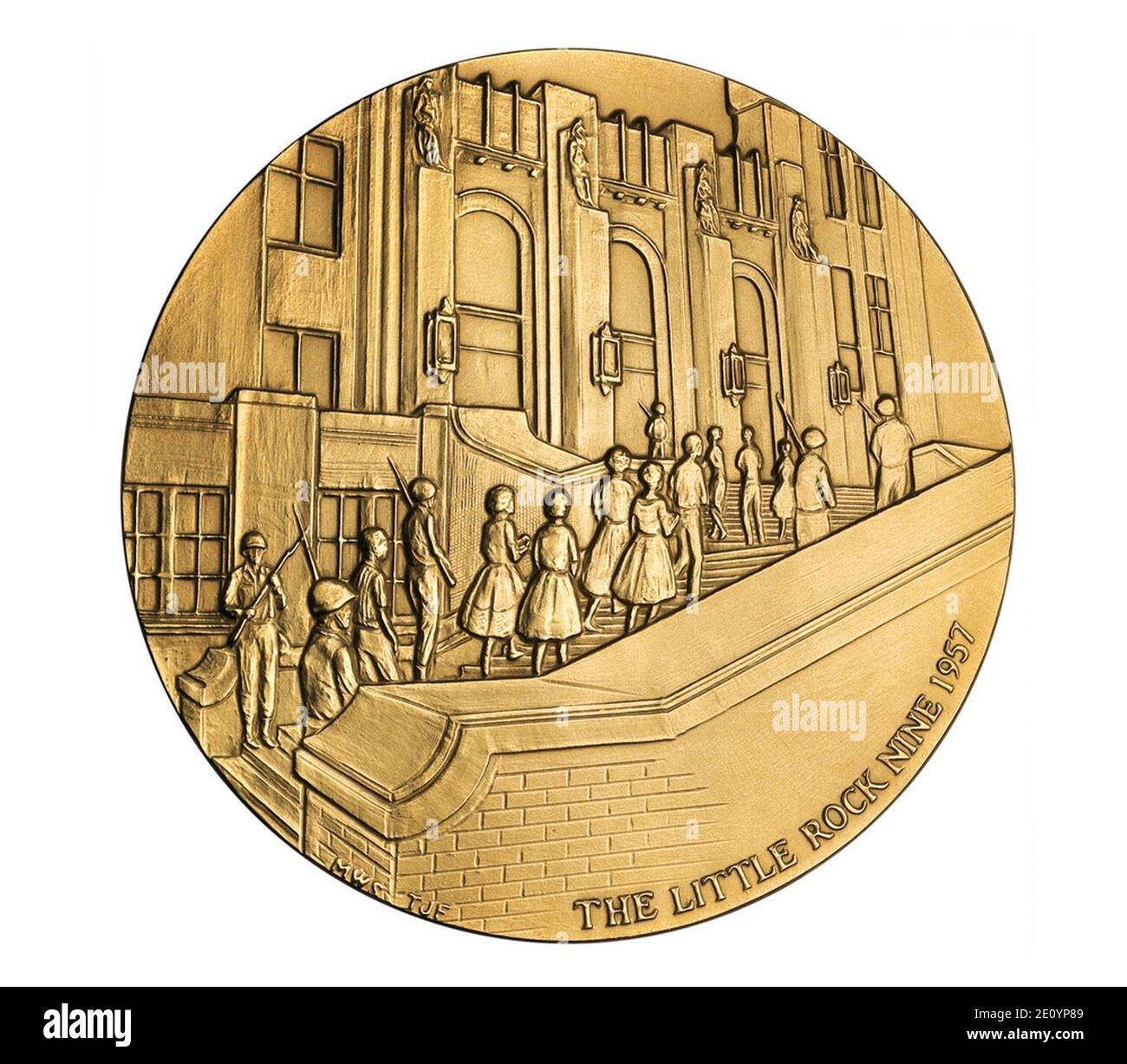 Little Rock Nine Congressional Gold Medal (vorne). Stockfoto