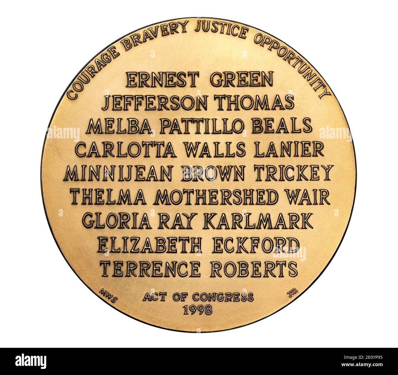 Little Rock Nine Congressional Gold Medal (Rückseite). Stockfoto