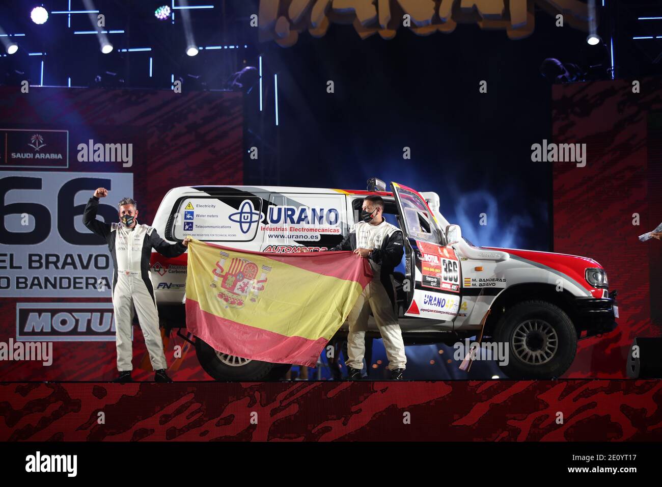 #366 Bravo Miguel (esp), Banderas Mariano (esp), Toyota, FN Speed - Urano 4x4, Auto, Aktion während der Dakar 2021as Prolo / LM Stockfoto