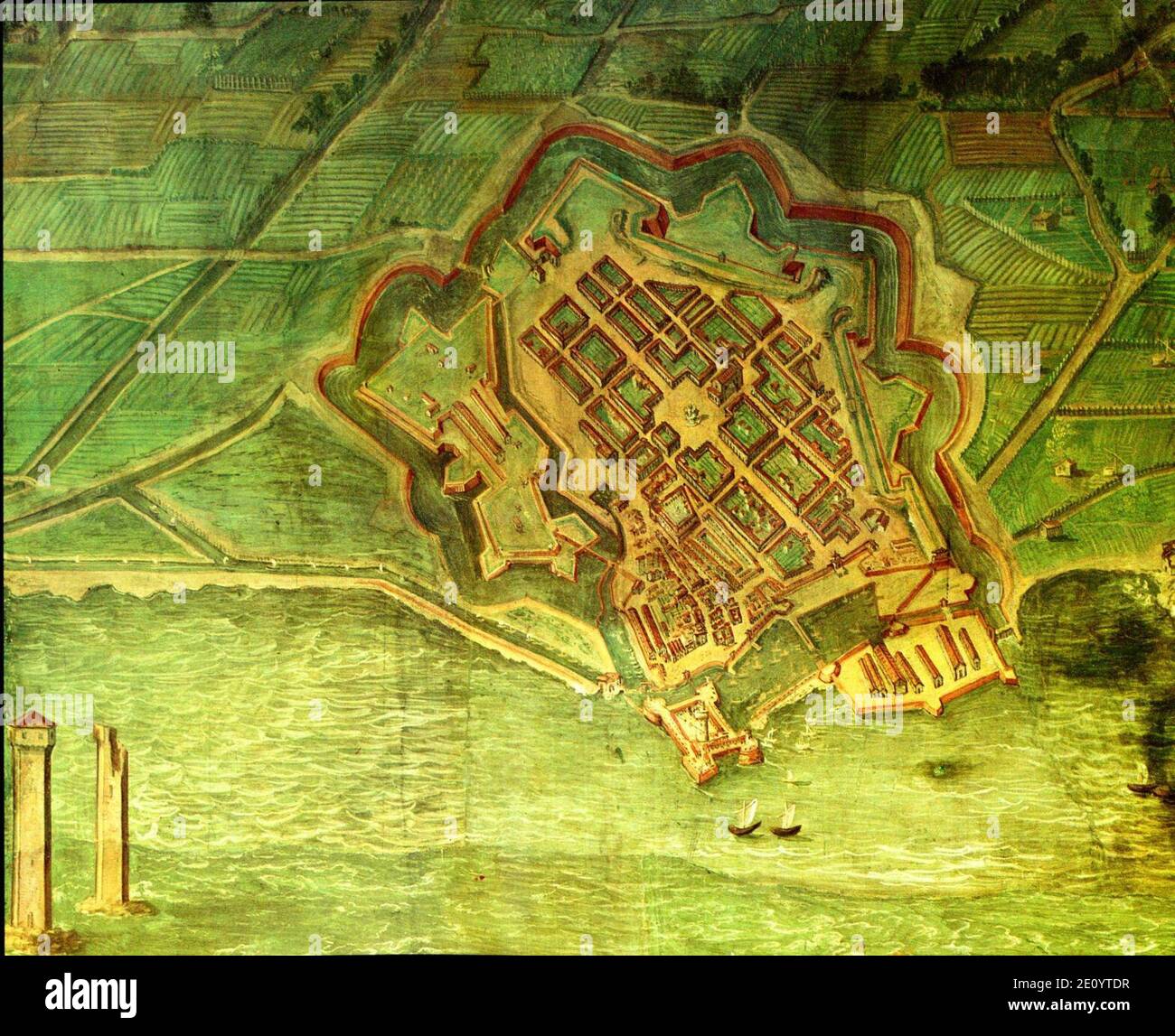 Livorno Stadtplan (1609) von Bernardino Poccetti 01. Stockfoto