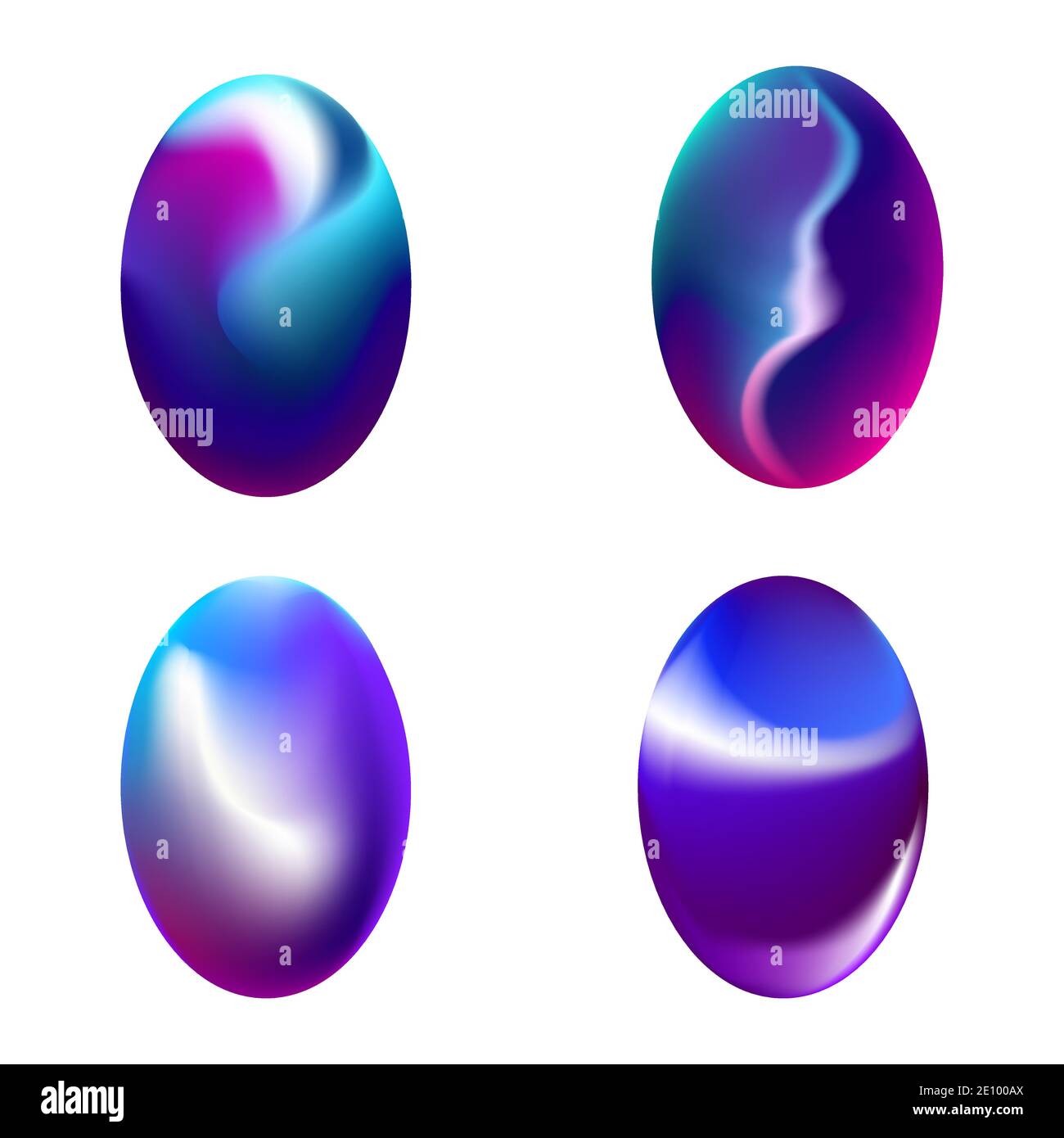 Ein Satz ovaler Vektorgradienten. Eine blaue Kugel. Moderne abstrakte Hintergrundtextur. Vorlage für das Design. Isolierte Objekte.Vektor Stock Vektor