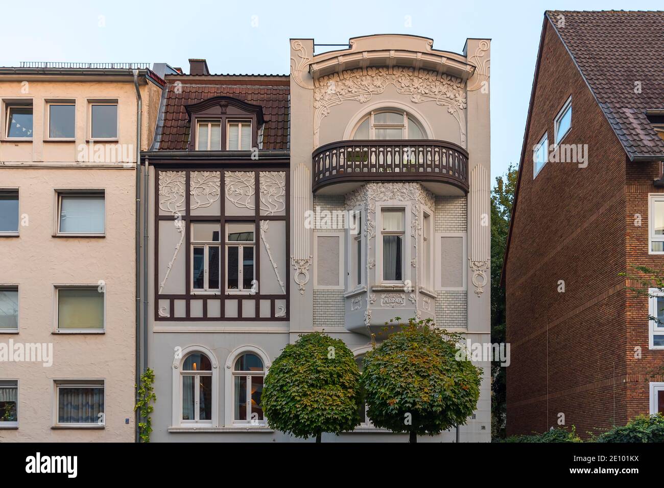 Dekoratives Wohnhaus im Jugendstil, Baujahr 1904, Münster, Nordrhein-Westfalen, Deutschland, Europa Stockfoto