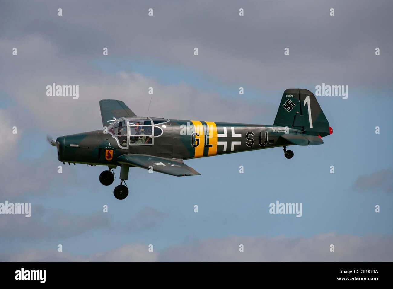 Messerschmitt Bf 108 Flugzeuge der deutschen Luftwaffe im Flug, Cambridgeshire, England, Großbritannien, Europa Stockfoto
