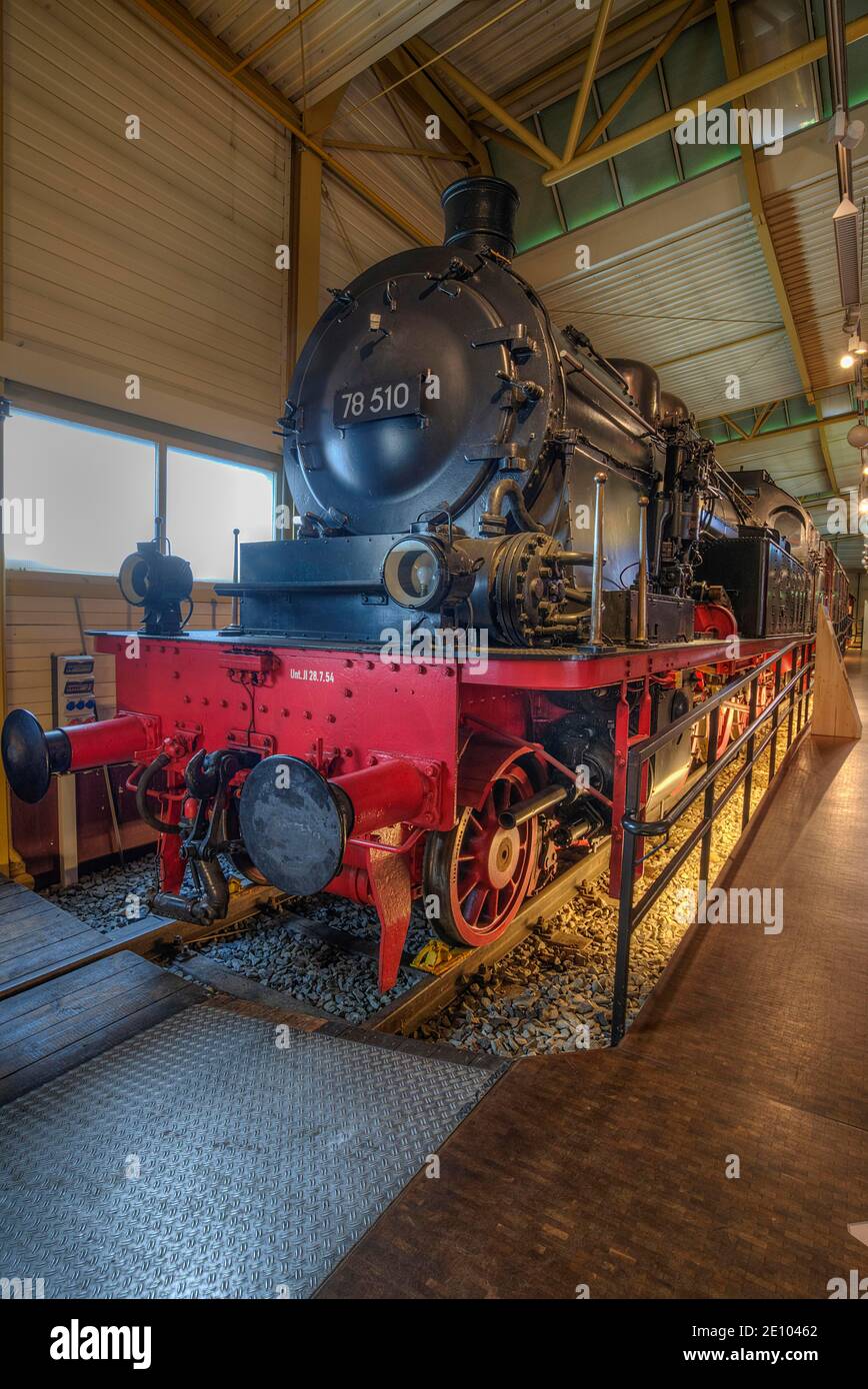 78 510 Panzerlokomotive der Deutschen Reichsbahn, Baujahr 1912, DB Museum, Nürnberg, Mittelfranken, Bayern, Deutschland, Europa Stockfoto