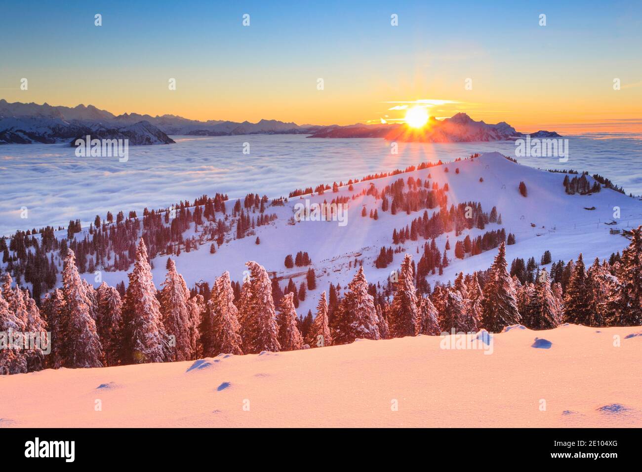Pilatus, Blick von der Rigi, Schweiz, Europa Stockfoto