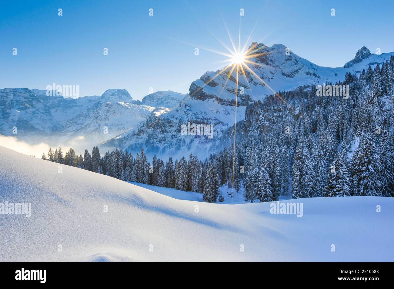 Ortstock und Tödi, Glarner Alpen, Schweiz, Europa Stockfoto