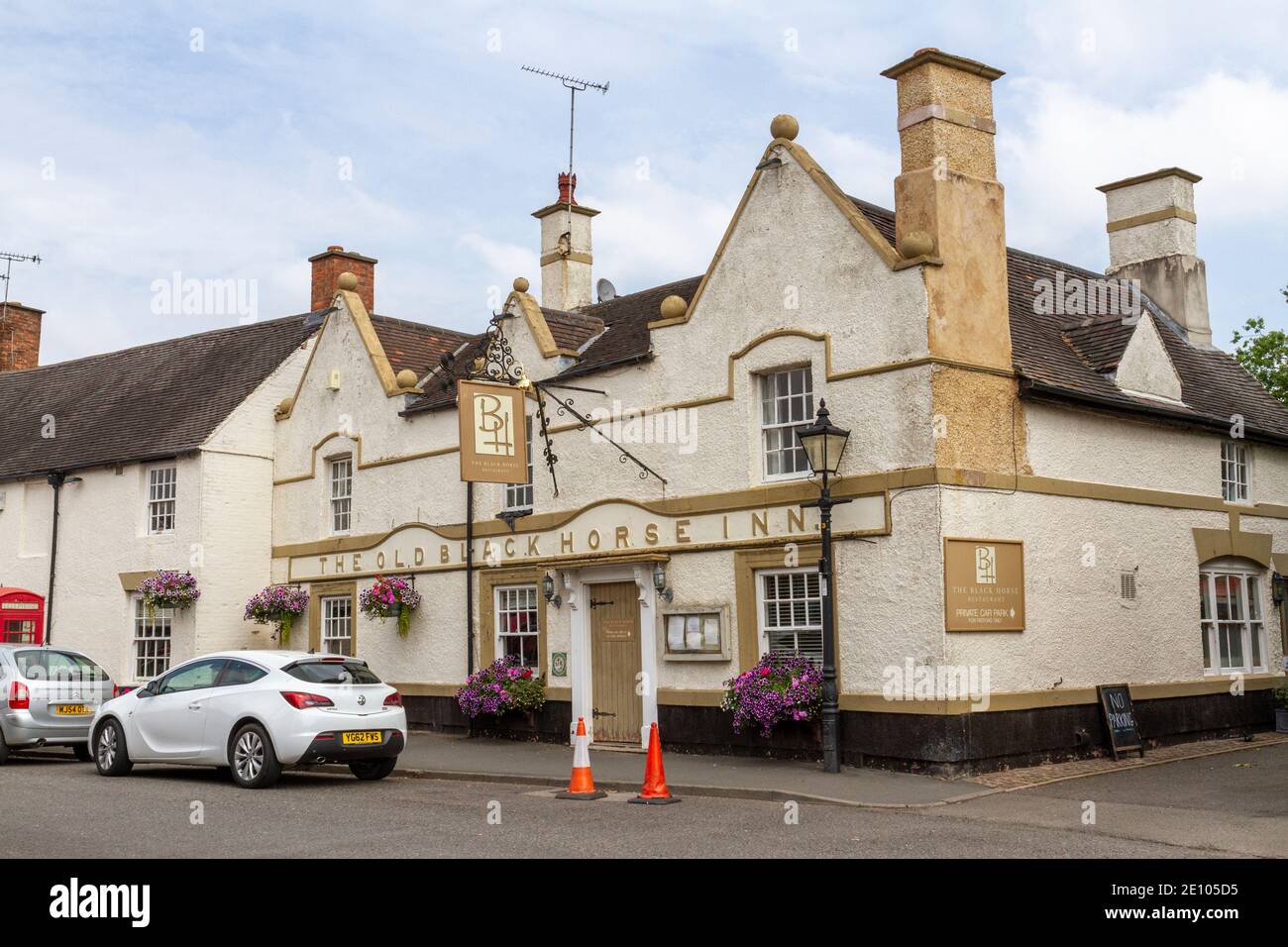 Das Old Black Horse Inn Restaurant in Market Bosworth, Leicestershire, Großbritannien. Stockfoto