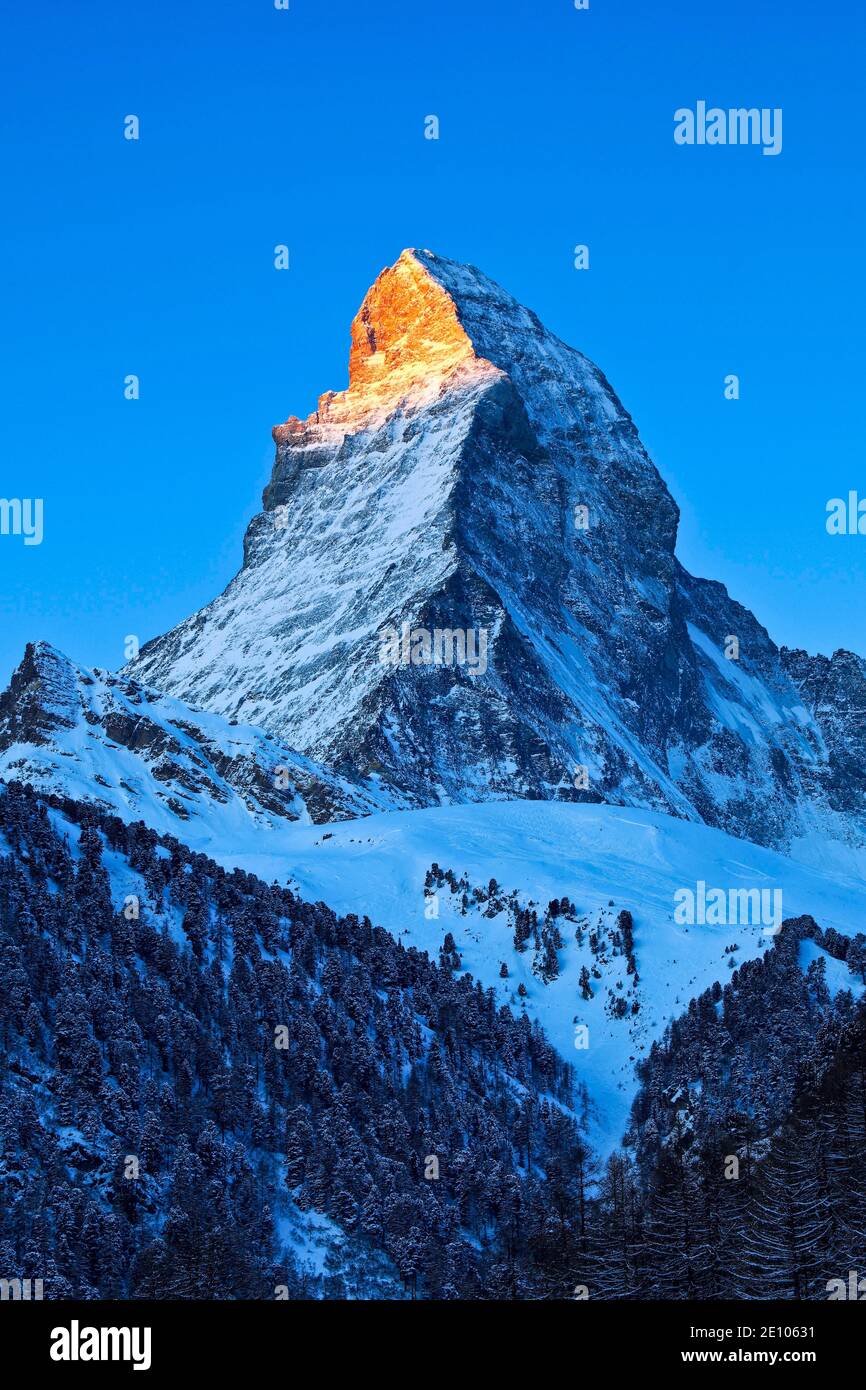 Matterhorn, 4478 (m), Zermatt, Wallis, Schweiz, Europa Stockfoto