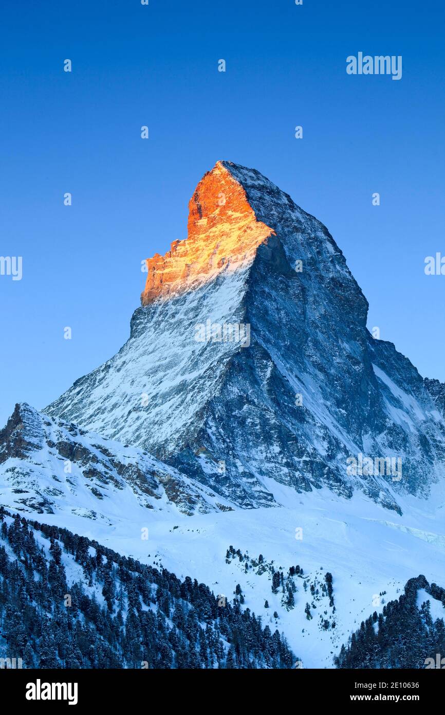 Matterhorn, 4478 (m), Zermatt, Wallis, Schweiz, Europa Stockfoto