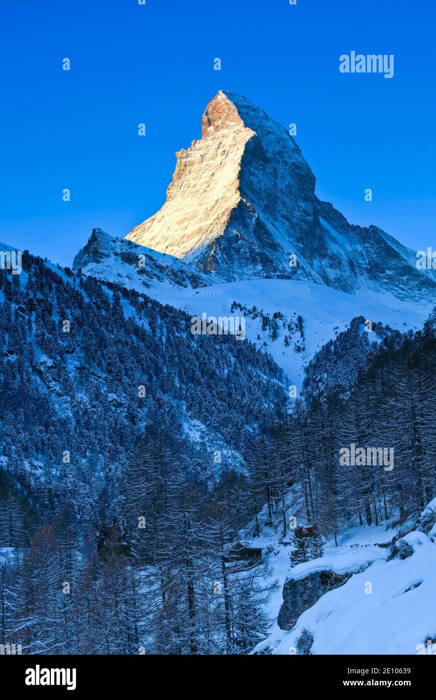 Matterhorn, 4478 (m), Zermatt, Wallis, Schweiz, Europa Stockfoto